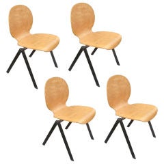 Set of 4 molded plywood chairs