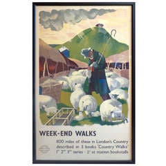 Rare Clare Leighton London Transit Poster, 1938 1