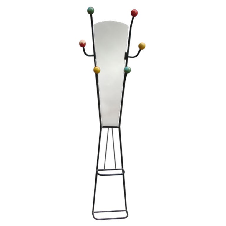 Atomic mirrored coat stand