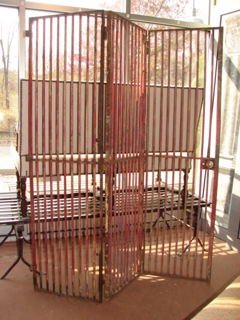 Pair of Iron Wine Cellar Doors/gates w/original red paint