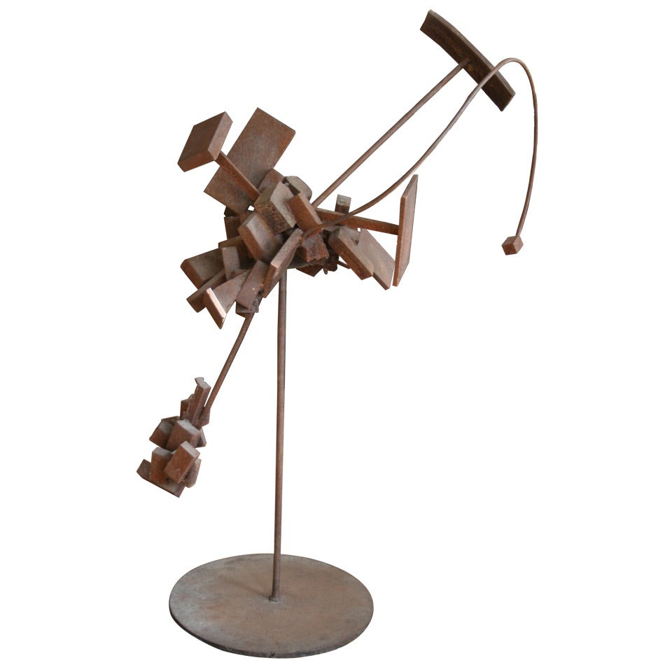 Iron and steel Bertoia Style Sculpture For Sale