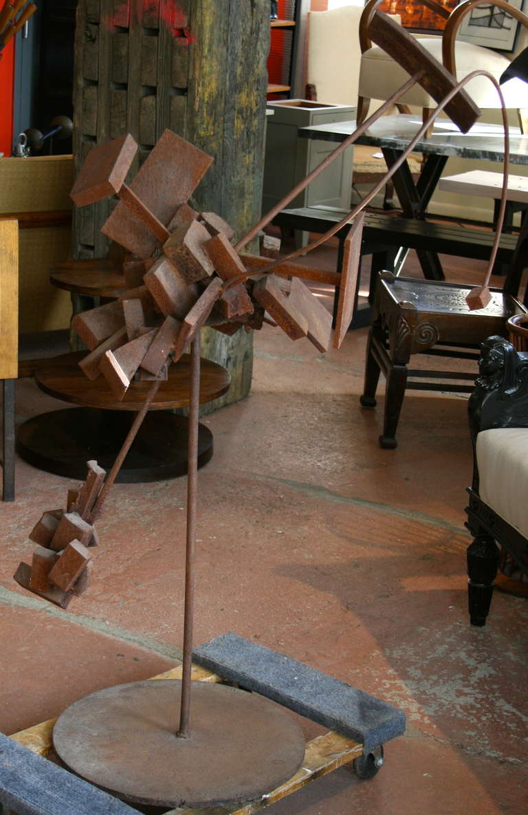 Mid-Century Modern Iron and steel Bertoia Style Sculpture For Sale