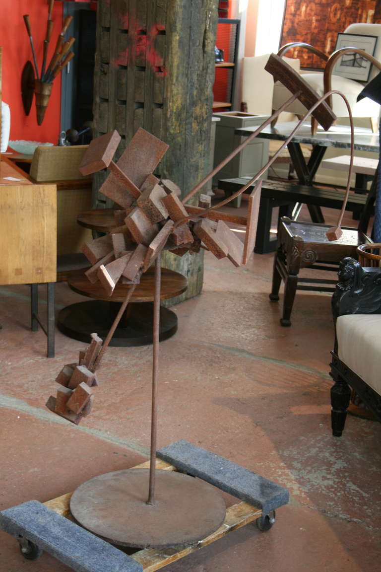 Iron and steel Bertoia Style Sculpture In Good Condition For Sale In Pound Ridge, NY