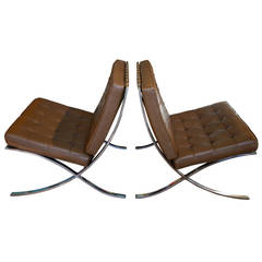 Pair of Jay Spectre Original Knoll Barcelona Chairs