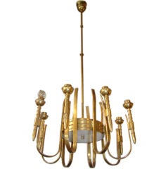 Large Art Deco Brass Chandelier