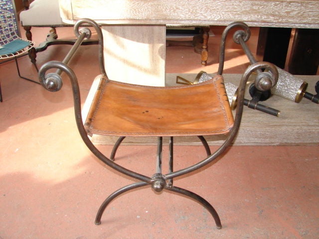 Mid-20th Century Iron and leather throne seat