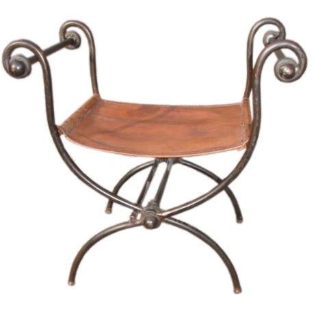 Iron and leather throne seat