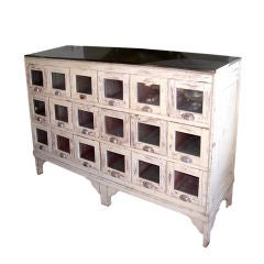 Vintage Large Emporium Cabinet  With 18 Glass Front Drawers