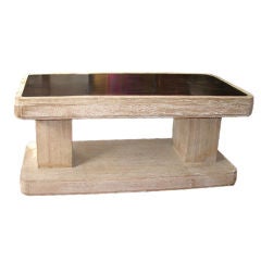Cerused oak console table with zinc inset top