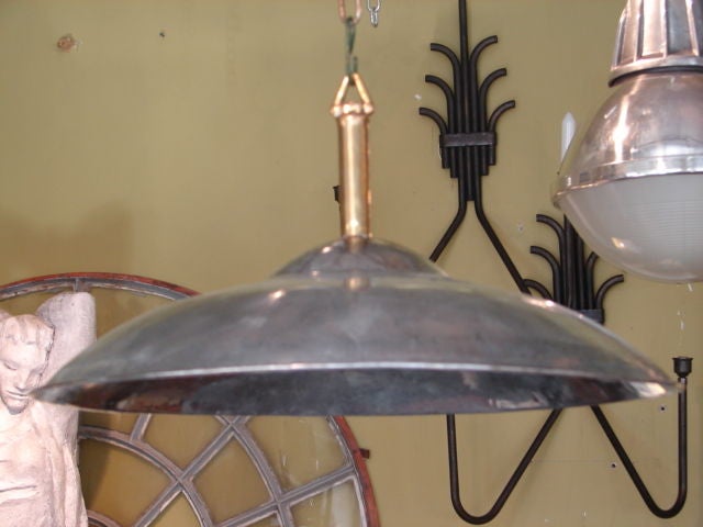 Mid-20th Century French nickel plate and brass bistro lights