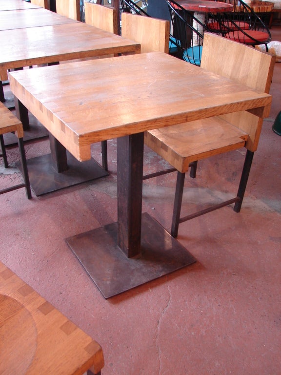 Mid-20th Century Wood and Steel Dining Chairs and Tables