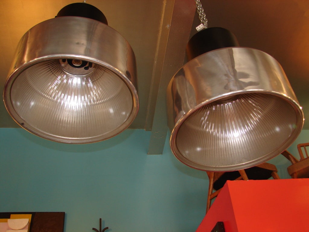 Pair Of Large Modernist Industrial Lights at 1stdibs