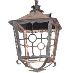 Antique Large French Iron Hanging Lantern