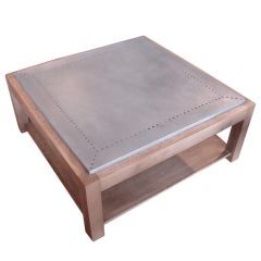 Zinc top oak square coffee table