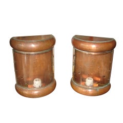 Pair of copper semi circle wall sconces