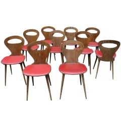 Set of 10 Baumann bentwood dining chairs