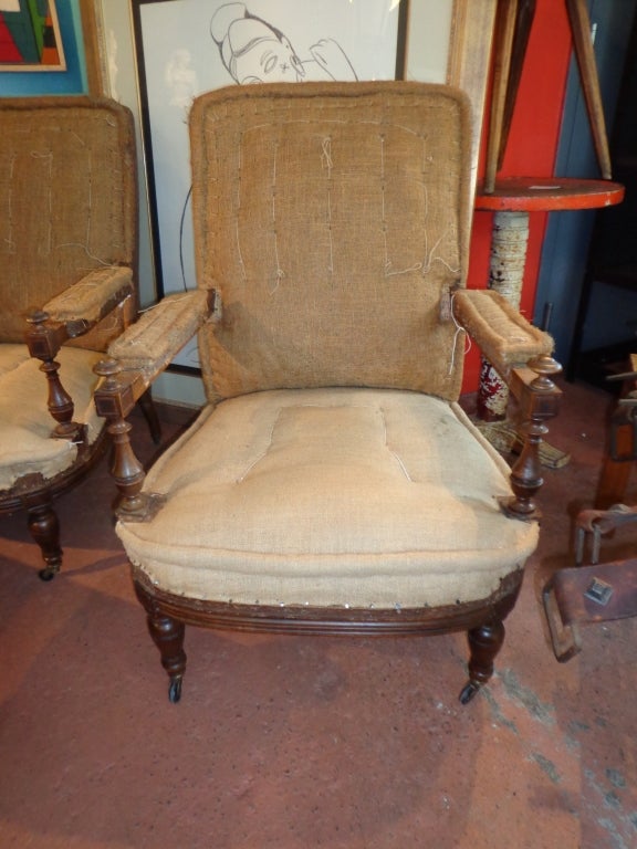 Deconstructed Walnut Armchairs In Excellent Condition In Pound Ridge, NY
