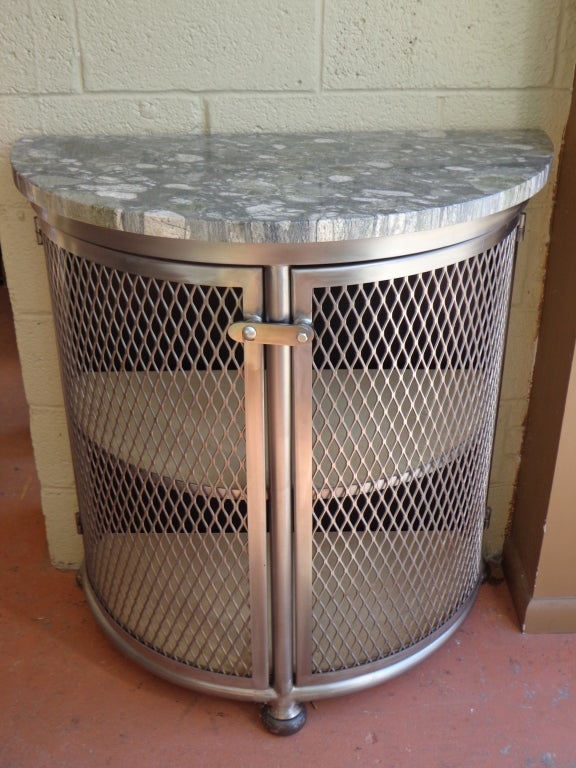 American Steel Half Circle Console With Mesh Doors