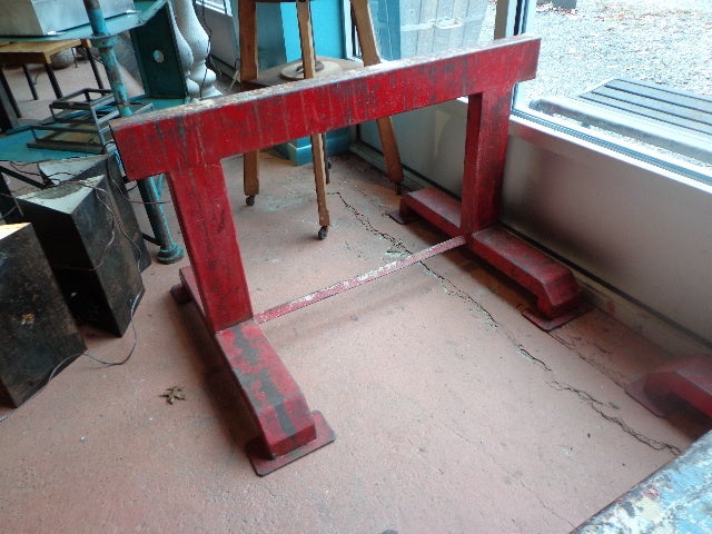 Pair of Very Large Painted Metal Trestle Bases for Dining Table