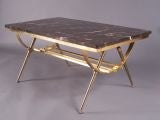 Brass and Marble-Top Cocktail table