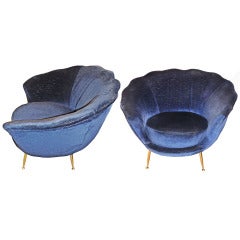 Scalloped edges Italian 50's armchairs