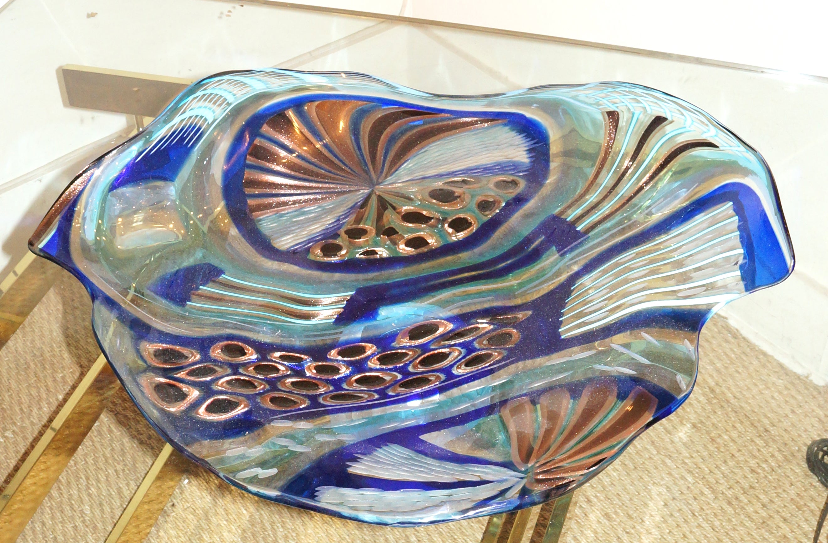 Artistic Hand Blown Murano Glass Centerpiece Vessel