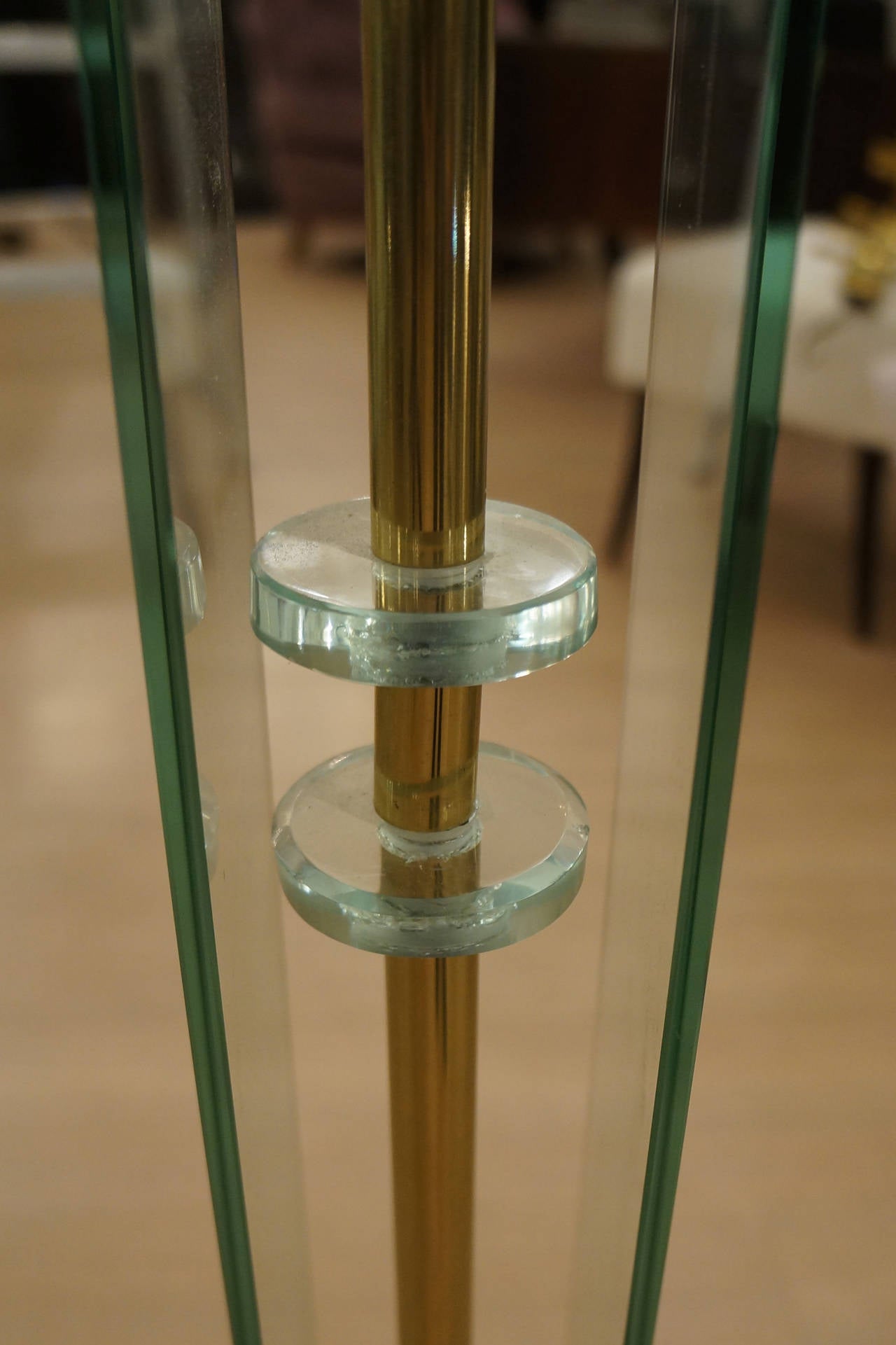 Elegant Glass Floor Lamp, Italy, 1940s 1