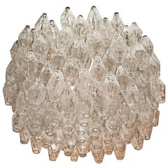 Large Clear Glass Polyhedral Chandelier By Venini