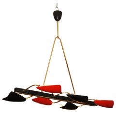Six lights 50's Stilnovo chandelier