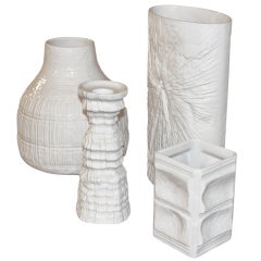 Groupe de vases allemands en porcelaine blanche de Rosenthal du milieu du siècle dernier