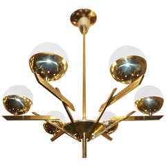 Six Arms Italian Mid Century Chandelier