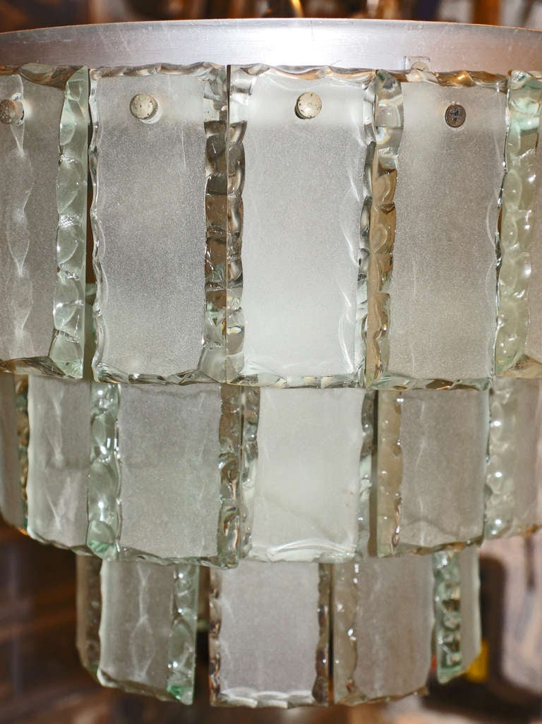 Diminutive Chandelier With Hand Chiseled Glass, Italy 1960s In Excellent Condition In New York, NY
