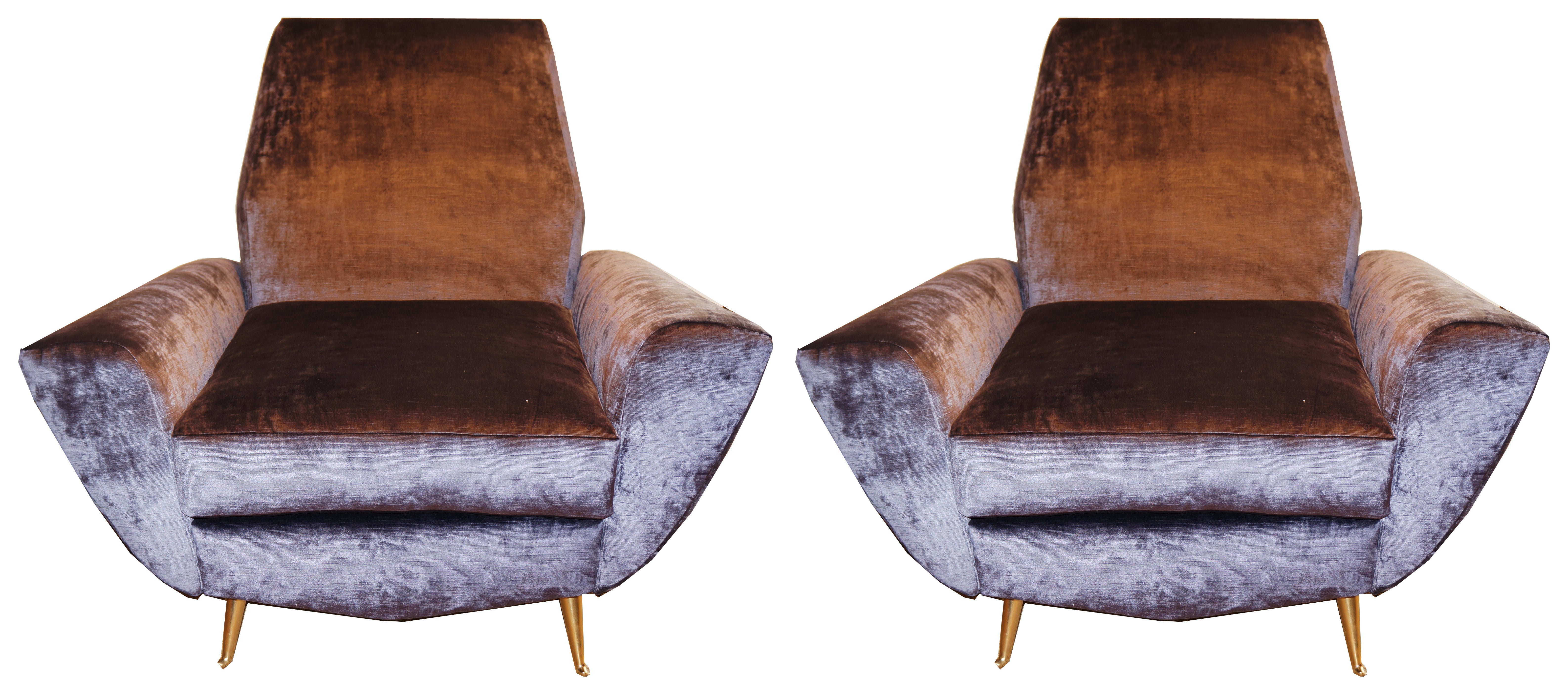 Sculptural pair of Italian 50
s armchairs