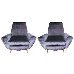 Sculptural pair of Italian 50's armchairs