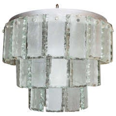 Diminutive Chandelier With Hand Chiseled Glass, Italy 1960s