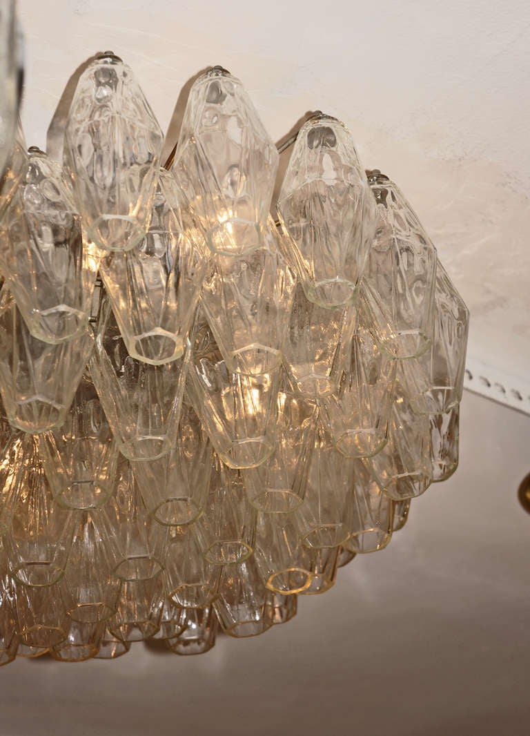 Italian Medium Size, Shallow Murano Polyhedral Glasses Chandelier