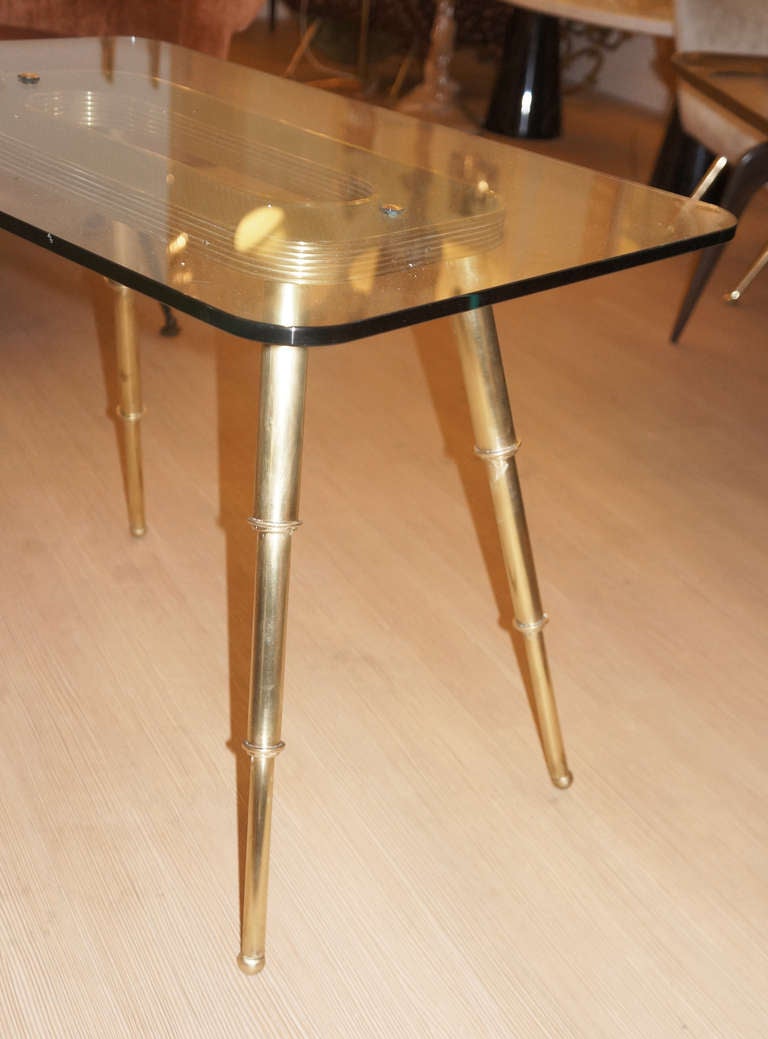 Italian Late 40s Brass Side Table In Excellent Condition In New York, NY