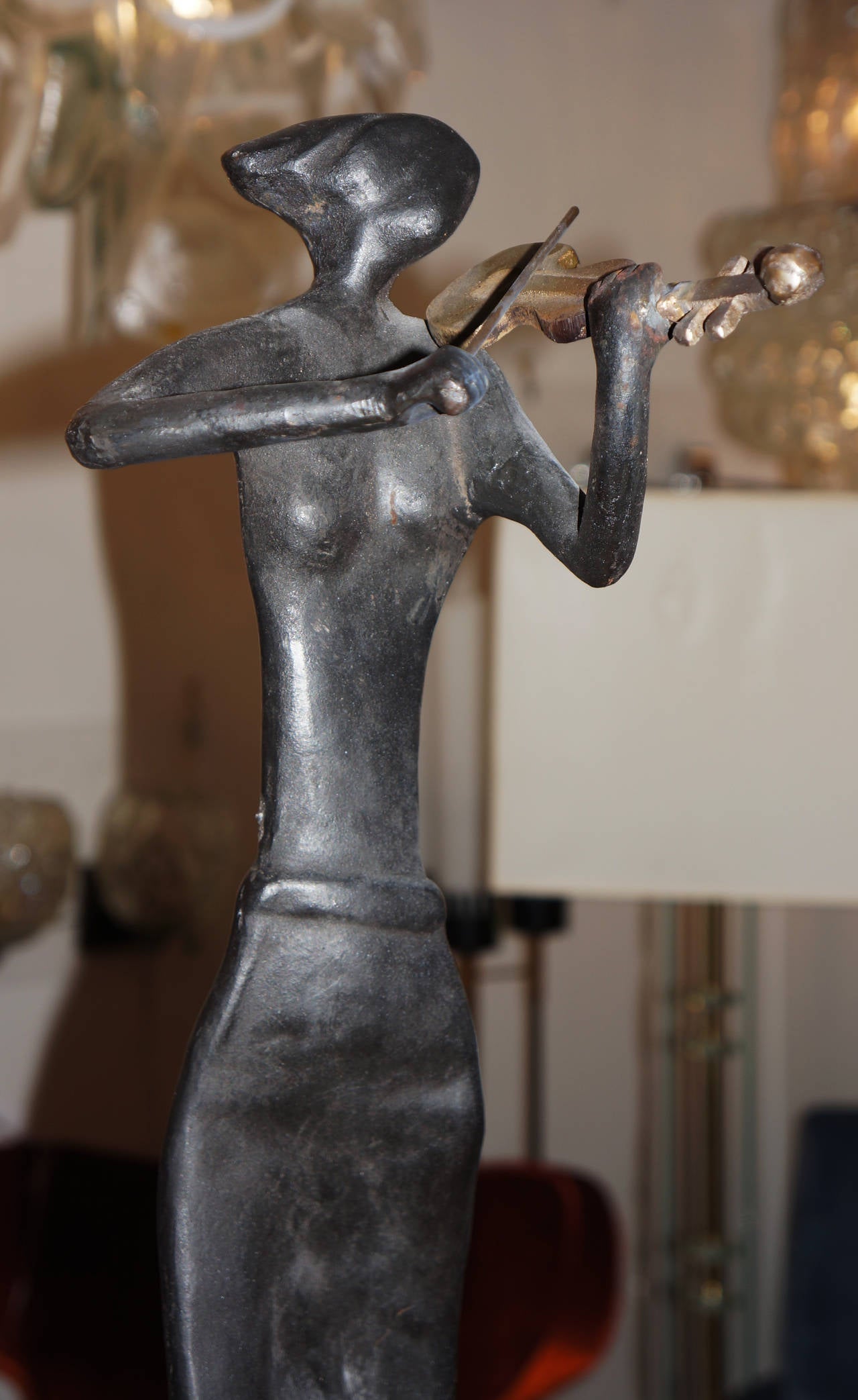 American School 20th Century Sculpture of a Violinist 2