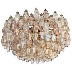 Large  And Shallow Glass Polyhedral Chandelier By Venini