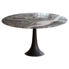 Angelo Mangiarotti Turned Bronze And Marble Table