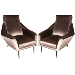 Posh pair of italian 50's armchairs