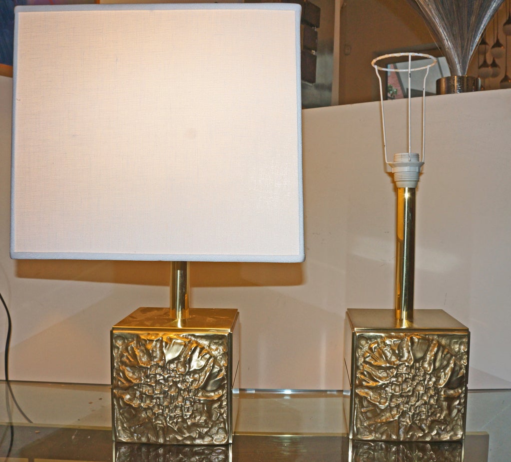 Italian '70s Brass Table Lamps In Excellent Condition In New York, NY