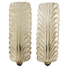Pair Of Elongated 40
s Murano Glass Sconces