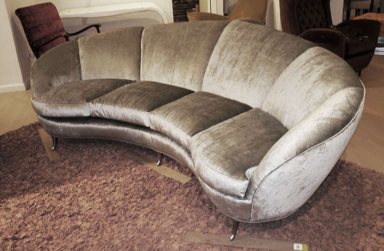 Mid-Century Modern Striking, Large Italian 40's Curved Sofa