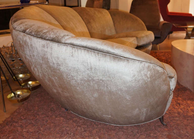Mid-20th Century Striking, Large Italian 40's Curved Sofa