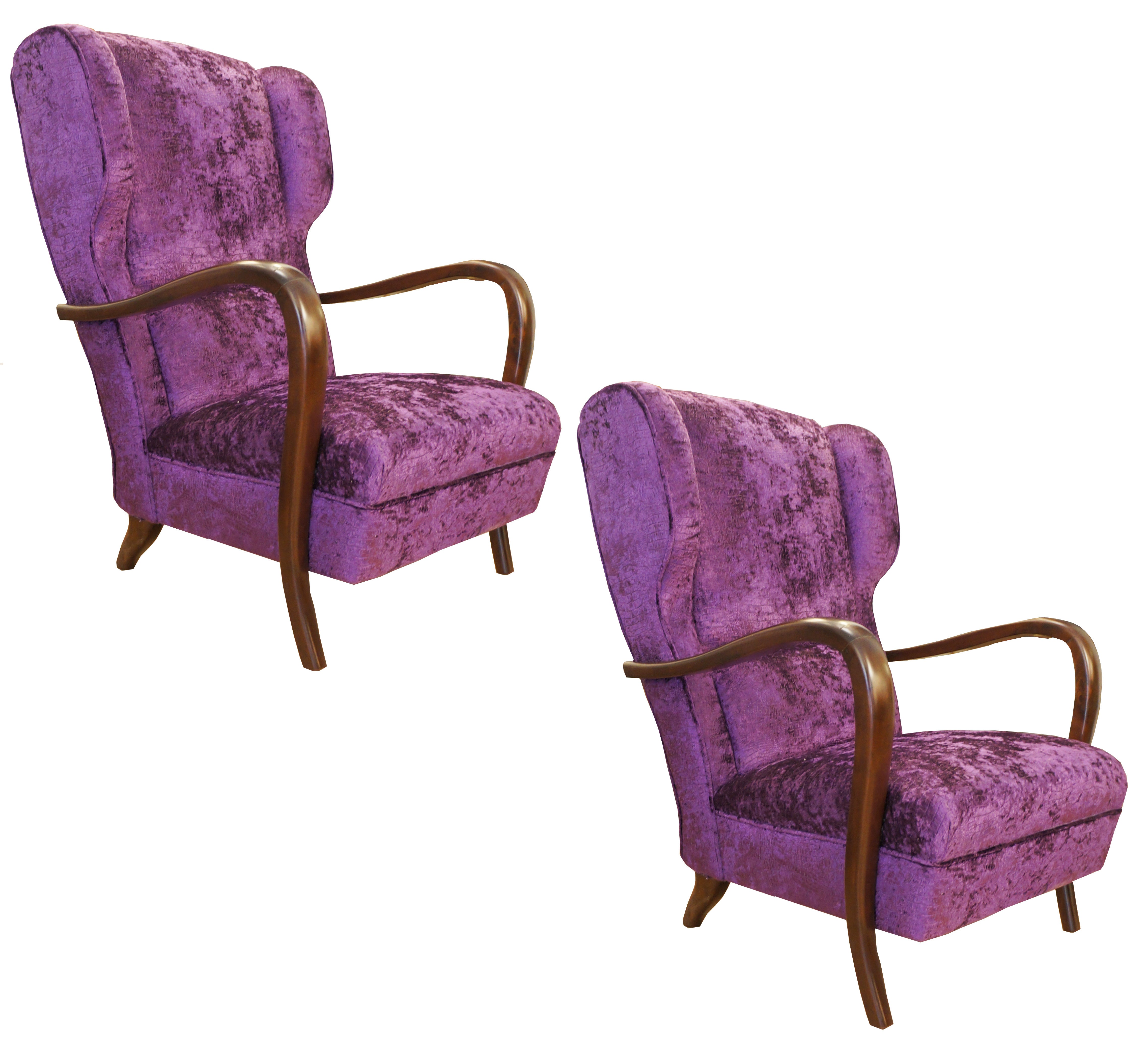 Pair Of Purple Lounge Chairs, Italy 1940s