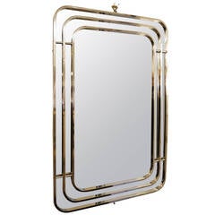 Italian 1970s Triple Nickel-Plated Frame Mirror
