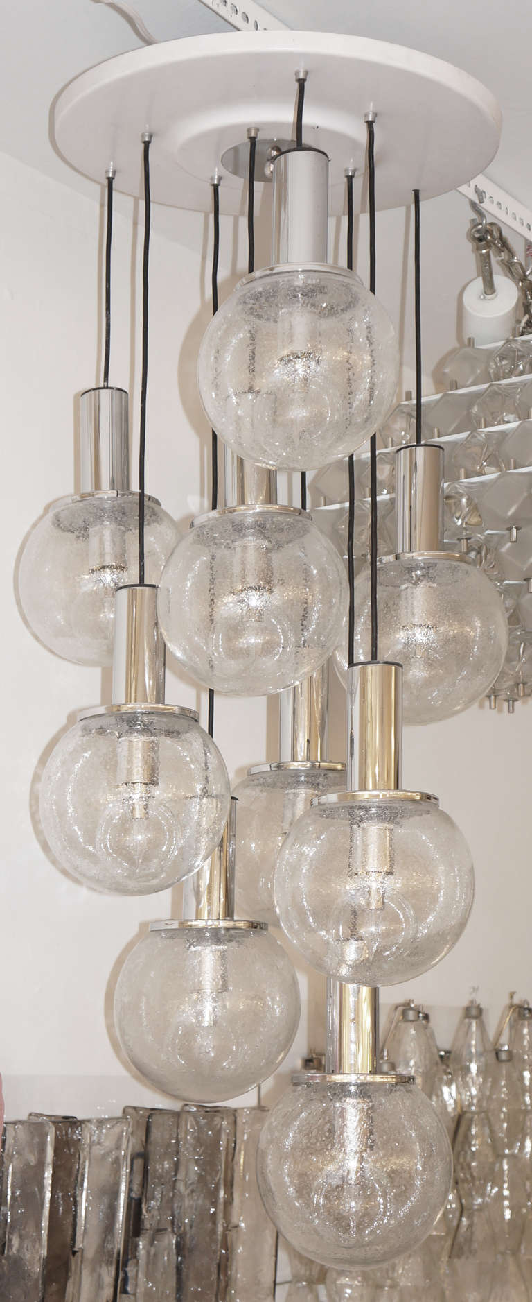 Nine Pendants Italian 70's Chandelier