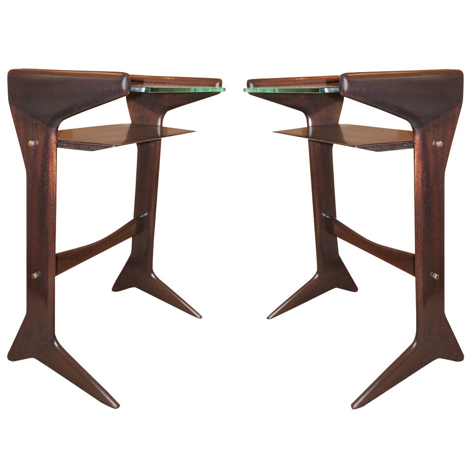 Diminutive Pair of Side Tables/Night Stands in the Manner of Ulrich