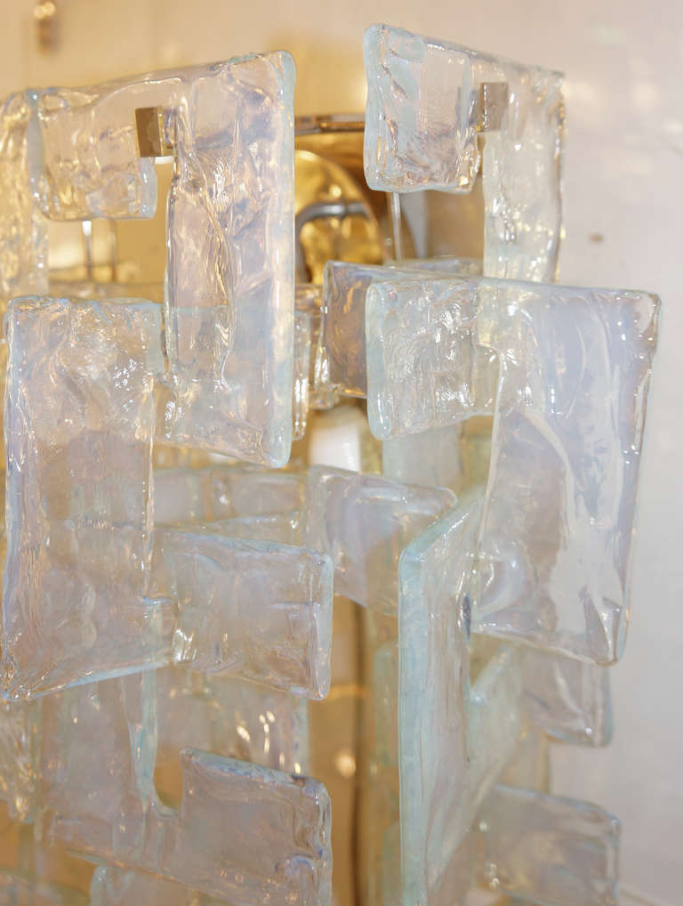 Italian Large Sculptural Murano A V Mazzega C-Shaped Glass Sconces